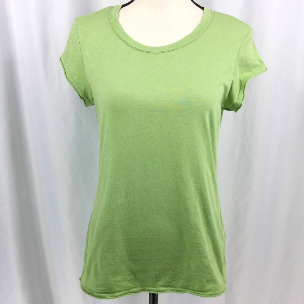 Michael Stars Supima Cotton Top OS One Size Short Sleeve Green T-Shirt Small